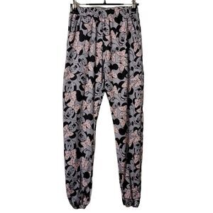 Disney‎ Minnie Mouse Pajama Pants Womens Sz S Gray Pink Joggers PJs Sleepwear